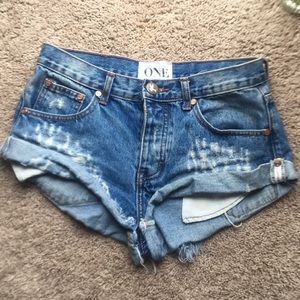 ONE by one teaspoon bandit denim shorts 24